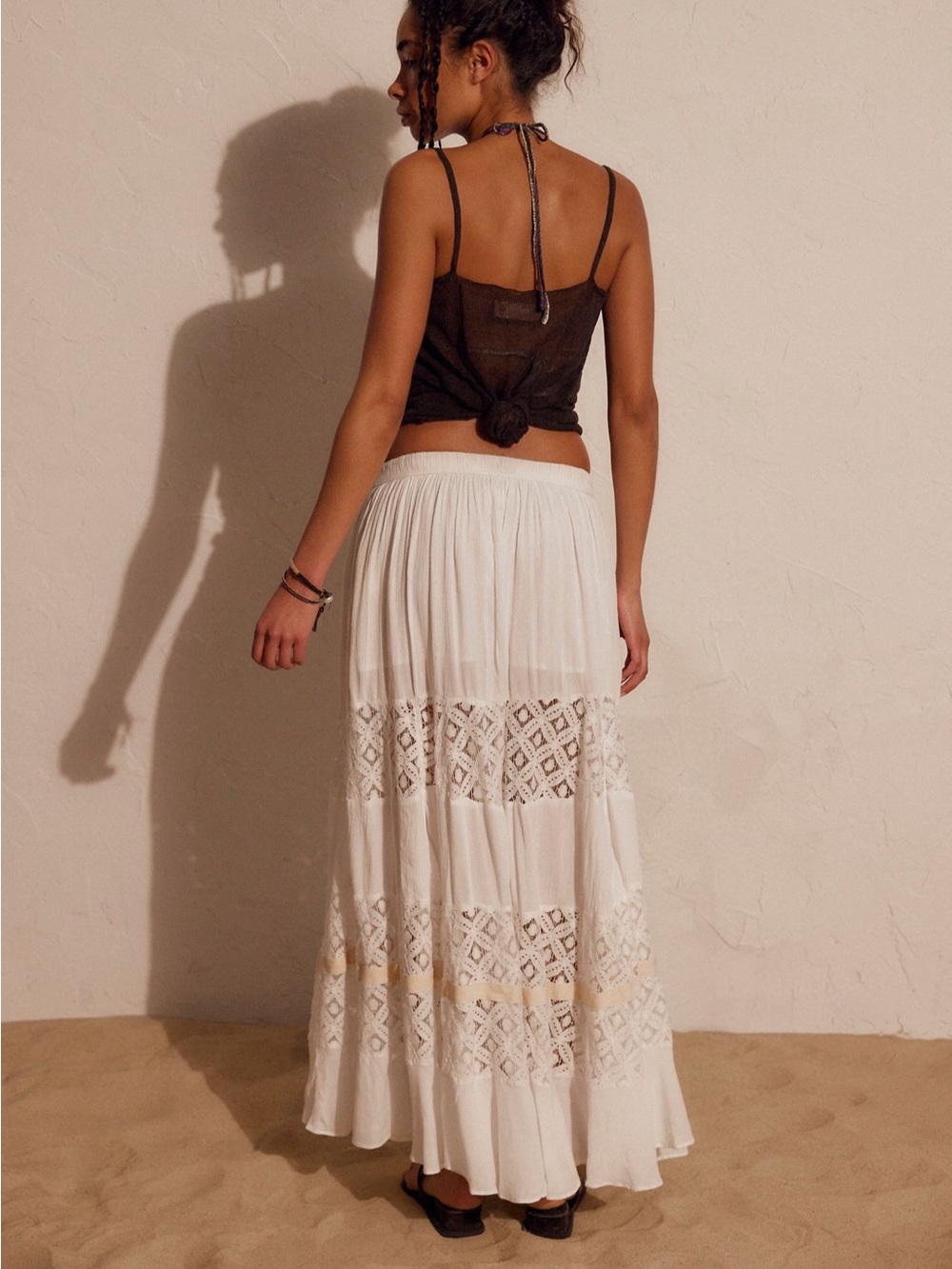 Free People Swept Away Maxi Skirt Size Small S/P in Clean Ivory - Boho Crochet - Picture 5 of 13